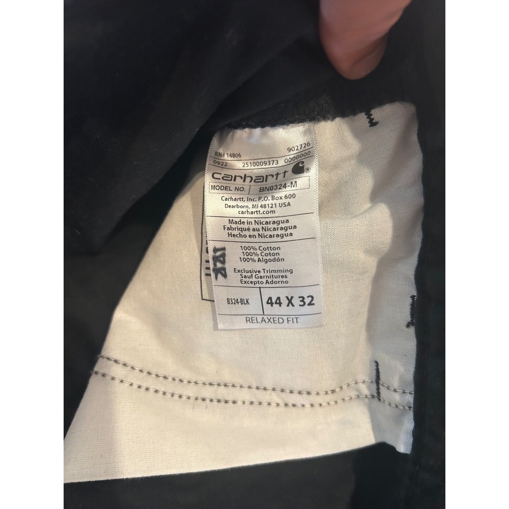 Carhartt B324-BLK Relaxed Fit Canvas Work Pants Black Mens 44x32 - Picture 7 of 12